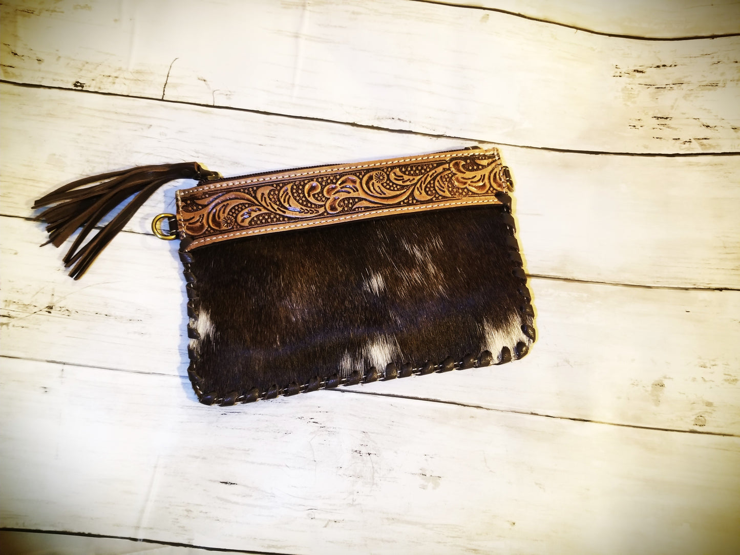 Mini Cowhide Crossbody: Brown Leather